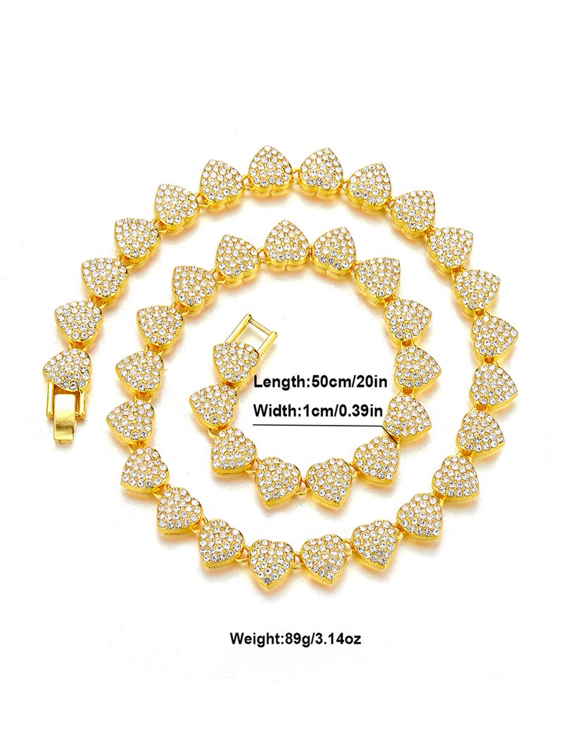 High Quality Valentine'S Day Love Pendant Ecg Shape Cuban Chain Full Diamond Hip Hop Jewelry Factory - Image 1